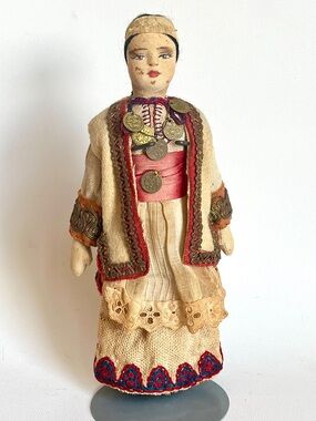Kimport Doll Near East Industries Greece Greek Doll Antique Cloth Doll 20s 30s